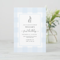Convite para primeiro aniversario Bunny Rabbit Blu