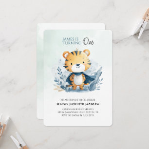 Convite para primeiro aniversario Cute Safari Tige