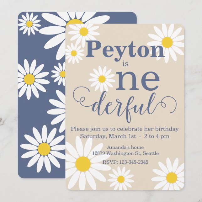 Convite para Primeiro Aniversário da Daisy Maravil (Frente/Verso)