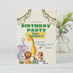 Convite para primeiro aniversario de animais de es