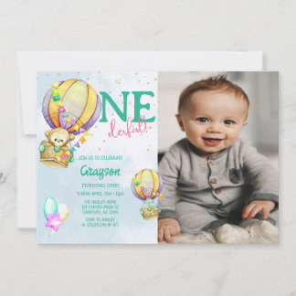 Convite para primeiro aniversario de balão de ar q