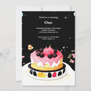 Convite para primeiro aniversario de Bolo de Água 