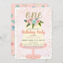 Convite para primeiro aniversario de Bolo Floral R