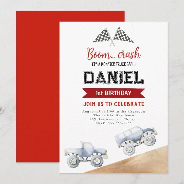 Convite para primeiro aniversario de Caminhão de M (Frente/Verso)