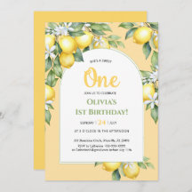 Convite para primeiro aniversario de citrinos limã