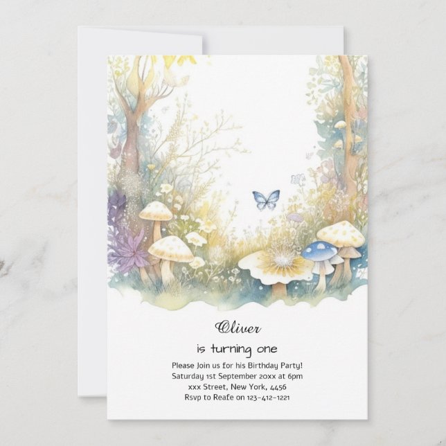 Convite para primeiro aniversario de cogumelo (Frente)