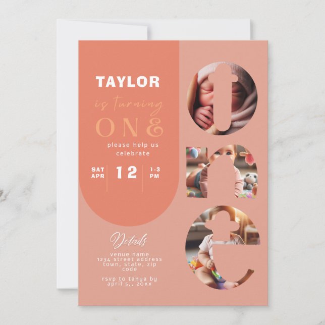 Convite para primeiro aniversario de Colagem de Fo (Frente)