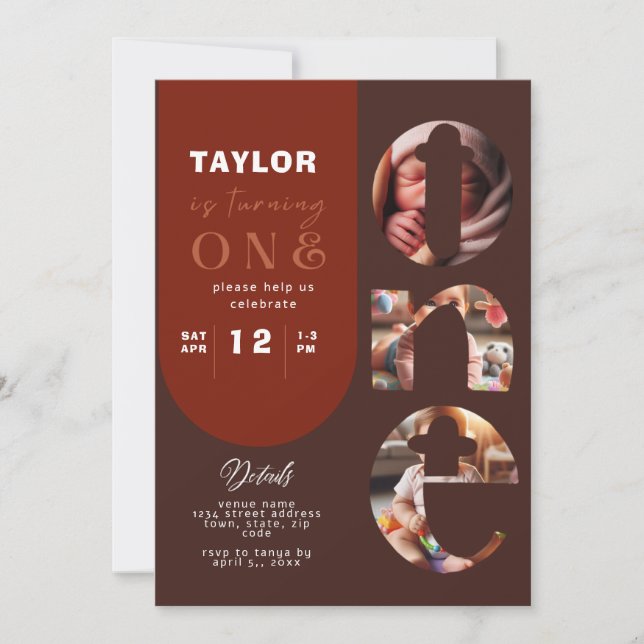 Convite para primeiro aniversario de Colagem de Fo (Frente)