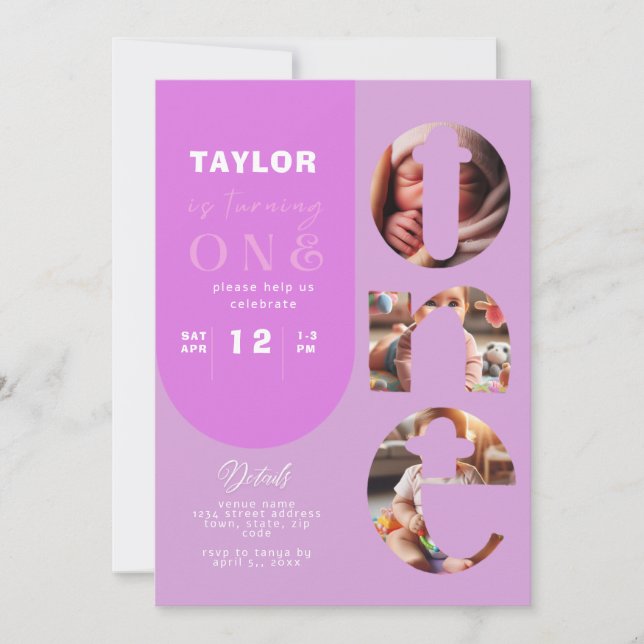 Convite para primeiro aniversario de Colagem de Fo (Frente)