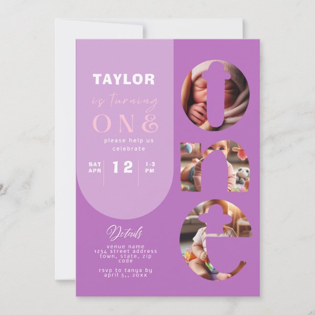 Convite para primeiro aniversario de Colagem de Fo (Frente)