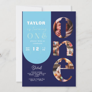 Convite para primeiro aniversario de Colagem de Fo