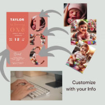 Convite para primeiro aniversario de Colagem de Fo