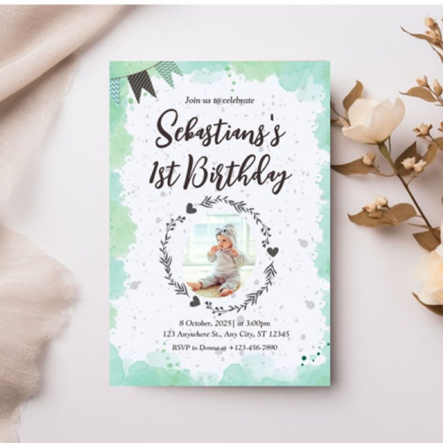 Convite para primeiro aniversario de Cubo (Criador carregado)