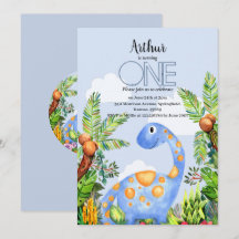 Convite para primeiro aniversario de Dinossauro de
