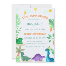 Convite para primeiro aniversario de Dinossauro de