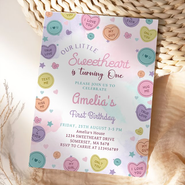 Convite para primeiro aniversario de Doces (Criador carregado)