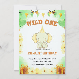 Convite para primeiro aniversario de Elefante Selv