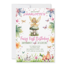 Convite para primeiro aniversario de Fada de Jardi
