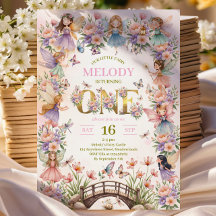 Convite para primeiro aniversario de fadas de trig