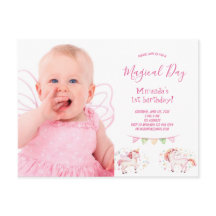 Convite para primeiro aniversario de fotos Unicorn