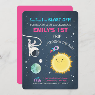 Convite para primeiro aniversario de Garota Rosa d