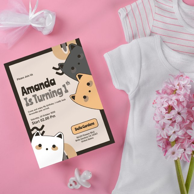 Convite para primeiro aniversario de Gato Gato (Criador carregado)