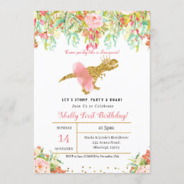 Convite para primeiro aniversario de GIRL DINOSAUR