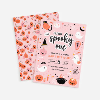 Convite para primeiro aniversario de Halloween cor