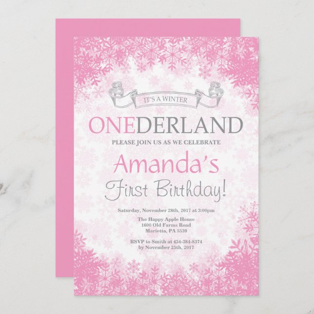 Convite para primeiro aniversario de inverno de On (Frente/Verso)