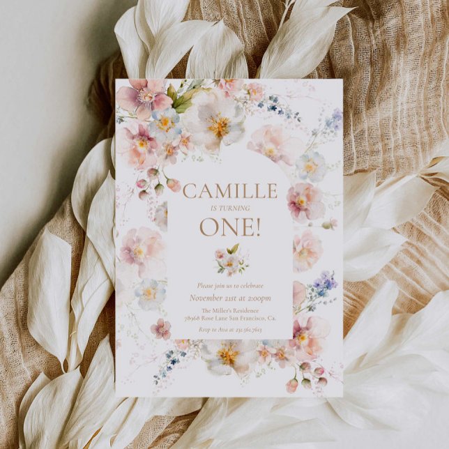 Convite para primeiro aniversario de Jardim de Flo (Criador carregado)