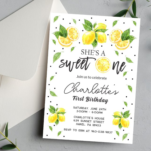 Convite para primeiro aniversario de limão (Criador carregado)