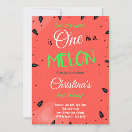 Convite para primeiro aniversario de Melancia Verm