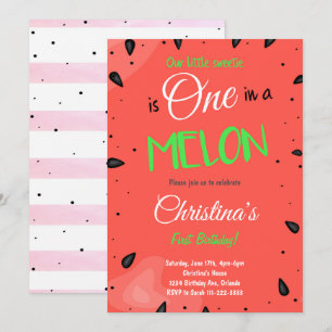 Convite para primeiro aniversario de Melancia Verm
