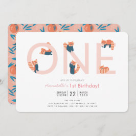 Convite para primeiro aniversario de Rapariga Rosa