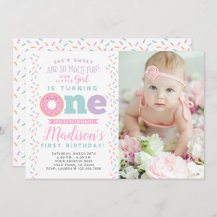 Convite para primeiro aniversario de Rosquinha com