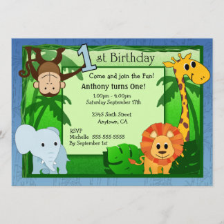 Convite para primeiro aniversario de Tema Selva
