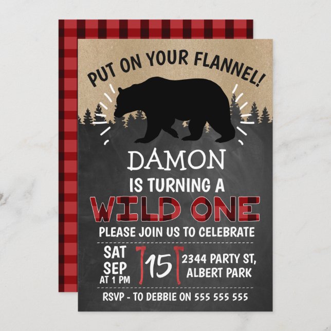 Convite para primeiro aniversario de um Urso de Lu (Frente/Verso)