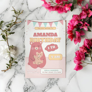 Convite para primeiro aniversario de Urso Bebês Bo