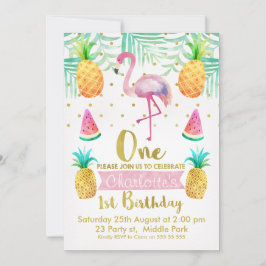 Convite para primeiro aniversario de Watercolor Fl