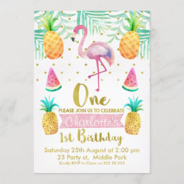 Convite para primeiro aniversario de Watercolor Fl