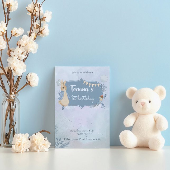 Convite para primeiro aniversario do Coelho Peter (Criador carregado)