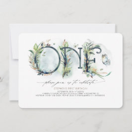 Convite para primeiro aniversario do Greenery Baby