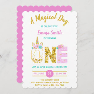 Convite para primeiro aniversario Dourado Glitter