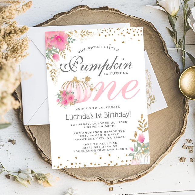 Convite para primeiro aniversario Floral de Abóbor (Criador carregado)