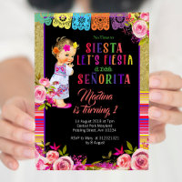 Convite para primeiro aniversario Floral de Fiesta
