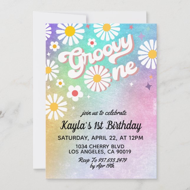 Convite para primeiro aniversario Groovy One (Frente)