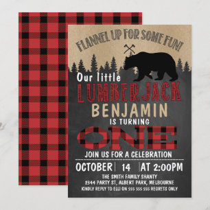 Convite para primeiro aniversario Lumberjack de Qu