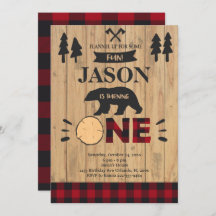 Convite para primeiro aniversario Lumberjack Woodl