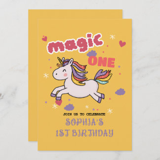 Convite para primeiro aniversario Magical Unicorn