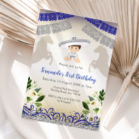 Convite para primeiro aniversario Marinho Azul Pra